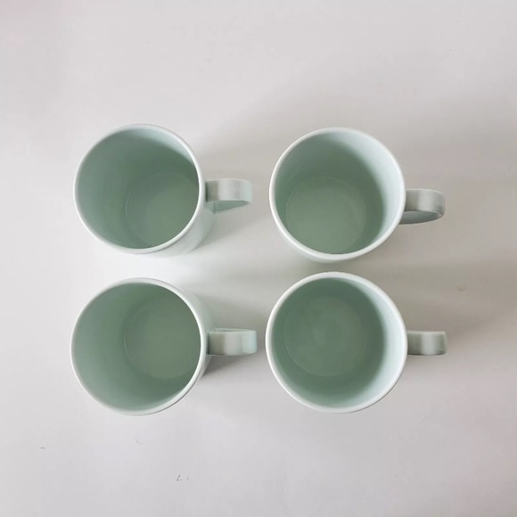 Set Of 4 Crate And Barrel 3.5" Tall Nikko Celadon Porcelain 10oz Coffee Tea Mugs - Picture 3 of 5